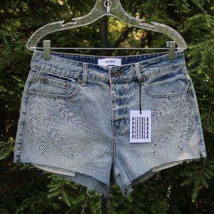 Pistola Hi-rise Embroidered Ivy Cutoff Shorts NWT